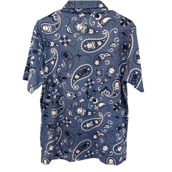 Deolax Mens Paisley Skull Golf Polo Size M Preppy Athletic‎ - Picture 6 of 6